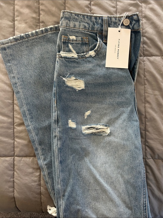Flying Monkey Denim - Flying Monkey Light Blue Flare Jeans with Distressed Back Pocket